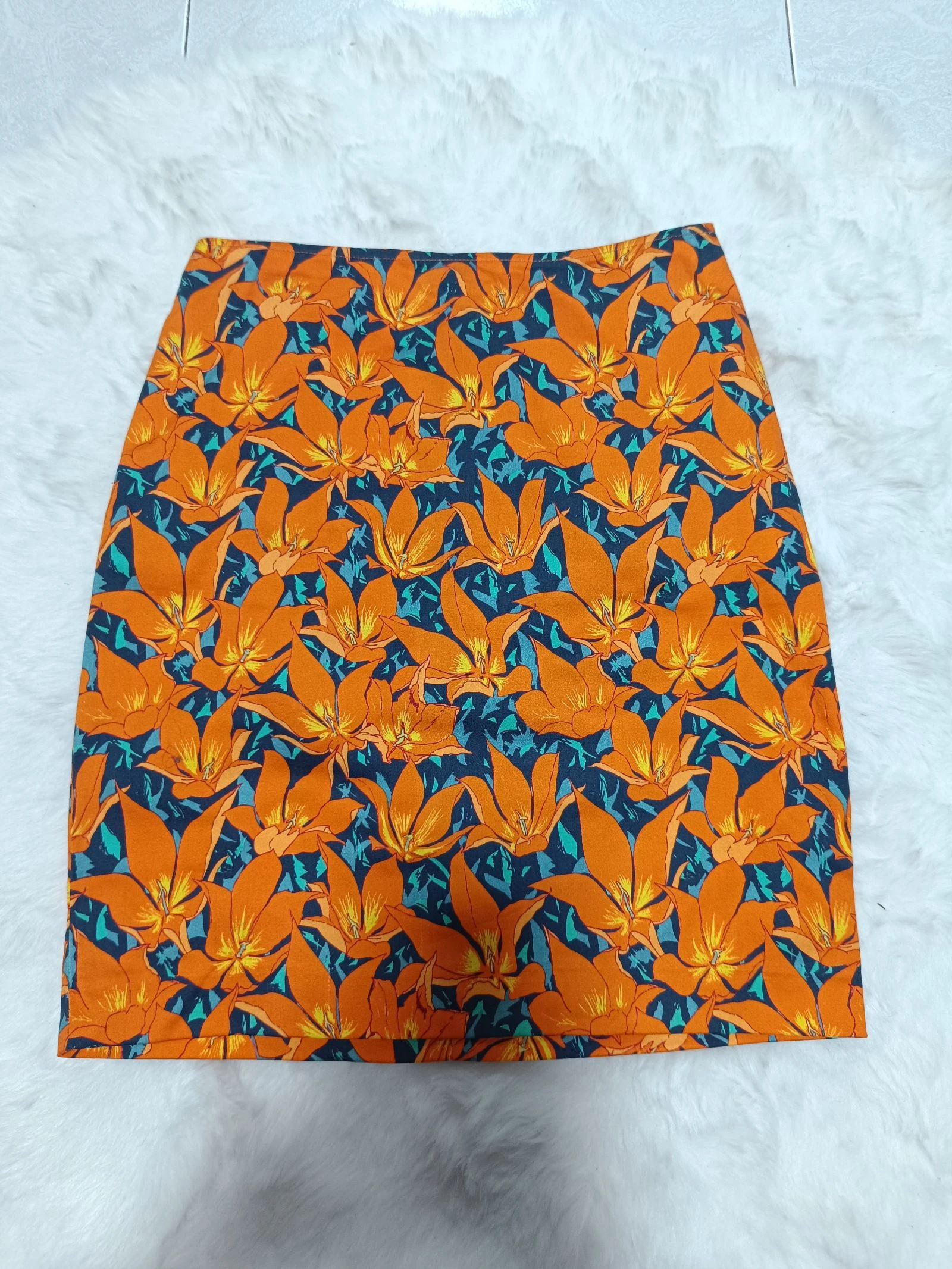 saia curta floral laranja Dolores Promesas algodão. jupe courte fleurie orange – photo 8